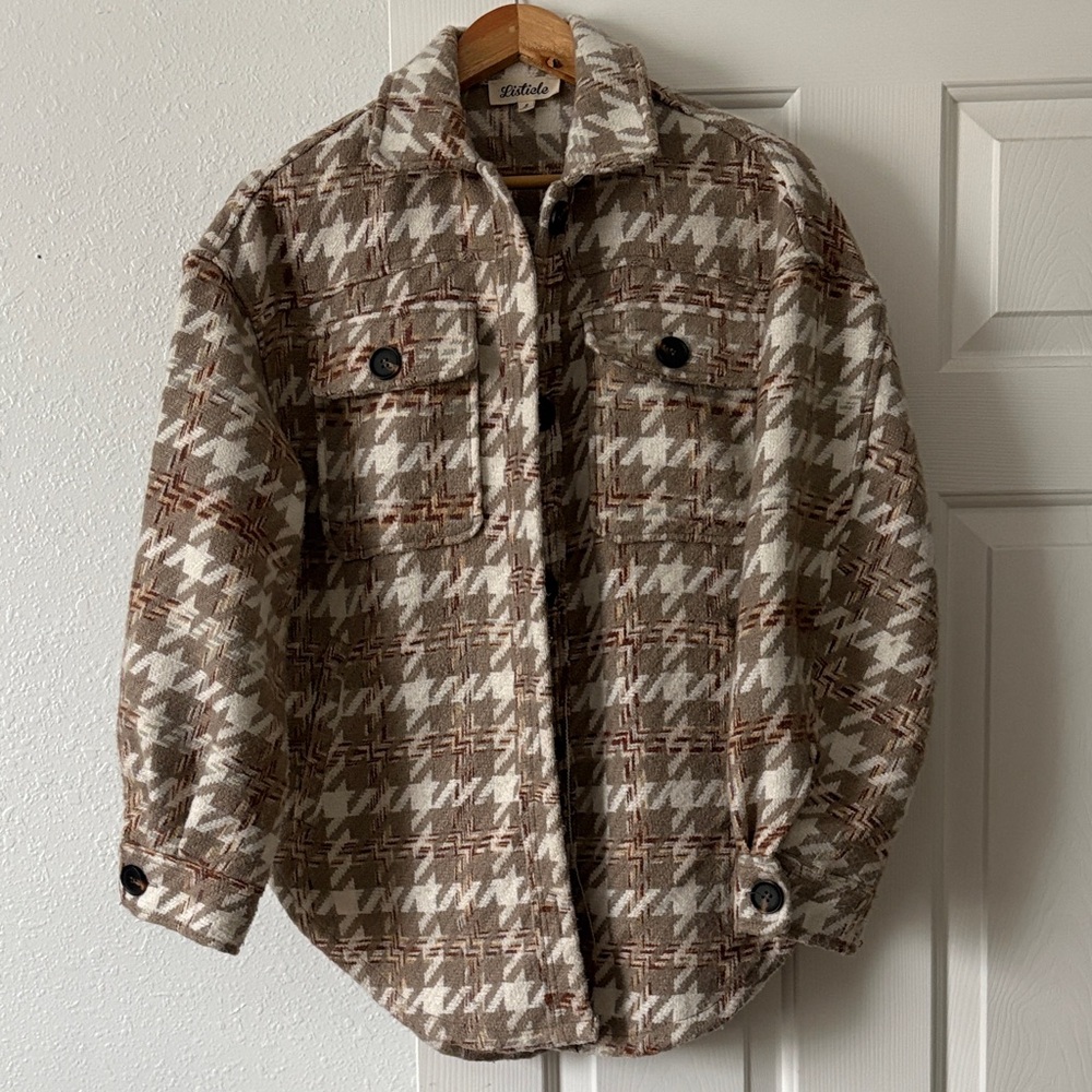 Listicle Brown and Cream Shirt Jacket